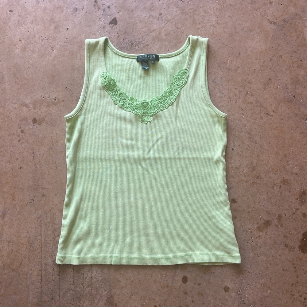 Lauren Ralph Lauren Green Embellished Tank Top